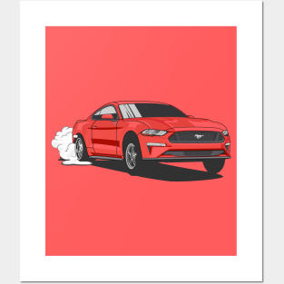 red mustang Posters and Art